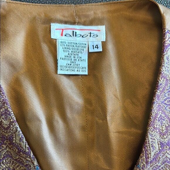 Talbots Jacquard Vintage Vest size 14 - Picture 2 of 9